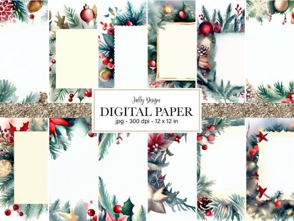 Christmas Frame Watercolor Digital Paper: Creative Uses