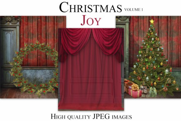 Christmas Joy Digital Backdrops: Festive Magic for Your Photos