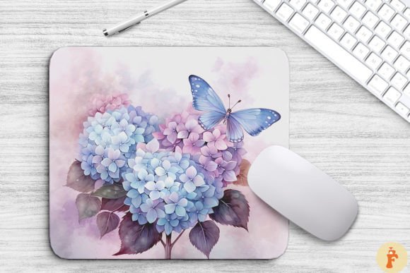 Delicate Hydrangea Flowers Mouse Pad: A Digital Design Asset