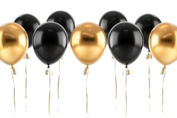 Elevate Your Designs with a Black and Gold Balloons Background