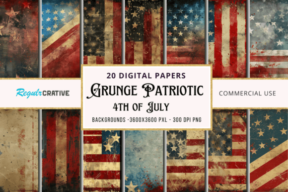 Grunge 4th of July Digital Papers: A Textured Design Toolkit