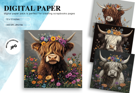 Highland Cow Background Wallpaer Wallart: A Digital Asset for Modern Creators