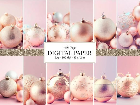 Pink Christmas Ornaments Digital Paper: Your Festive Design Asset