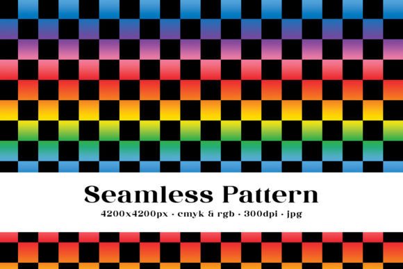 Rainbow Ombre & Black Checkered Pattern: Bold Design Asset Guide