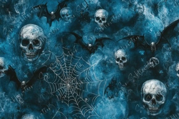 Skull and Bat Dark Art Background: Unleash Gothic Atmosphere