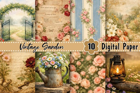 Vintage Garden Background: 10 JPG Images for Timeless Design