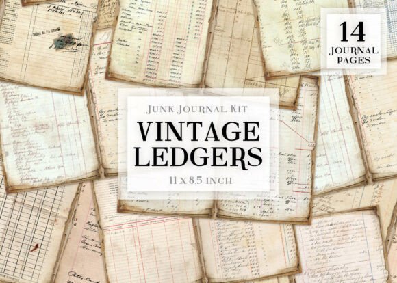 Vintage Ledgers Junk Journal Kit: A Timeless Design Asset